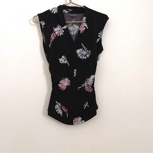 Vince Camino small black sleeveless blouse with floral print